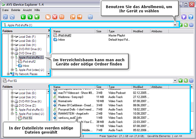 Wie tauscht man Dateien zwischen zwei iPods aus? Schritt 3