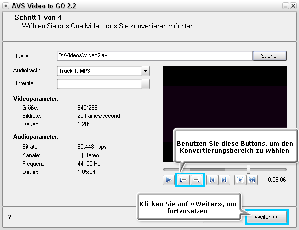 Wie konvertiert man Video und lädt es auf ein Handgerät hoch? Schritt 3