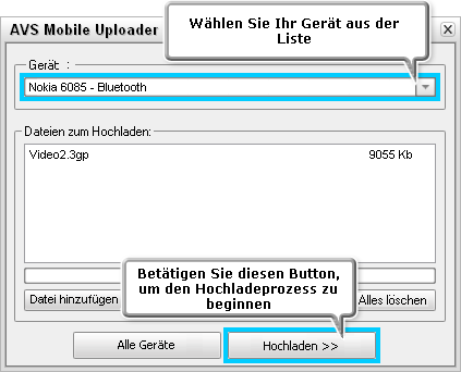 Wie konvertiert man Video und lädt es auf ein Handgerät hoch? Schritt 7