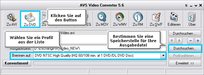 Wie konvertiert man Video in DVD und erstellt eigenes DVD-Menü? Schritt 3