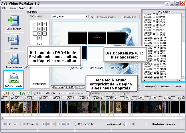 Wie erstellt man ein Menü für Ihre DVD mit AVS Video ReMaker? Schritt 3