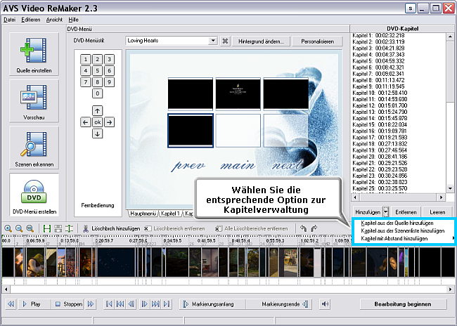 Wie erstellt man ein Menü für Ihre DVD mit AVS Video ReMaker? Schritt 3