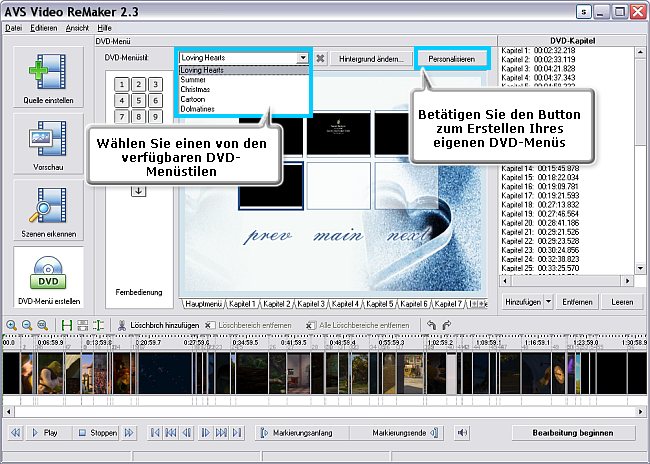 Wie erstellt man ein Menü für Ihre DVD mit AVS Video ReMaker? Schritt 4