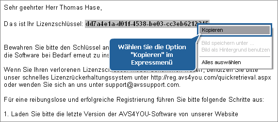 Wie aktiviert man die AVS4YOU-Programme? Schritt 3