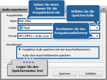 Wie exportiert man das Audio aus einer Videodatei? Schritt 5
