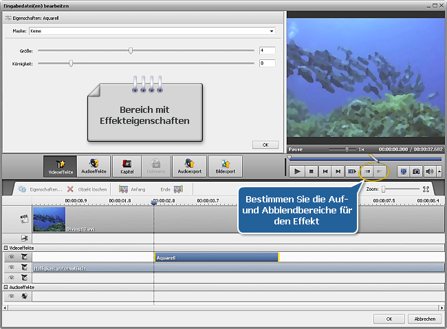 Wie wendet man einen Effekt in Ihrem Video an und wandelt es in ein anderes Format um? Schritt 6