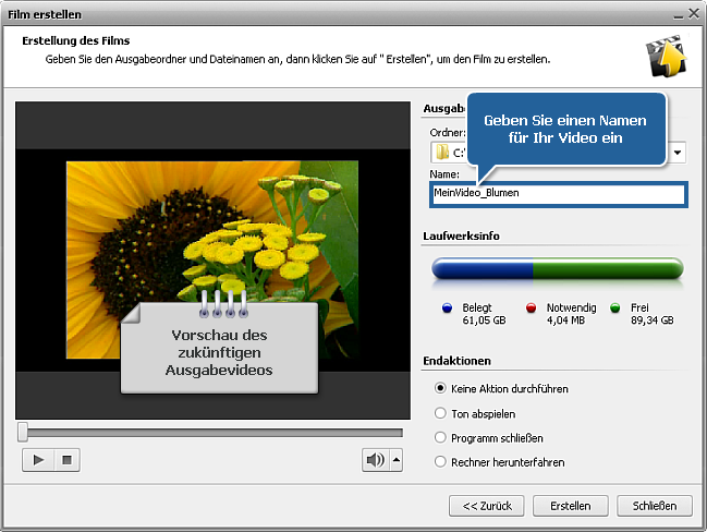 Wie speichert man das Projekt oder Video im AVS Video Editor? Schritt 2