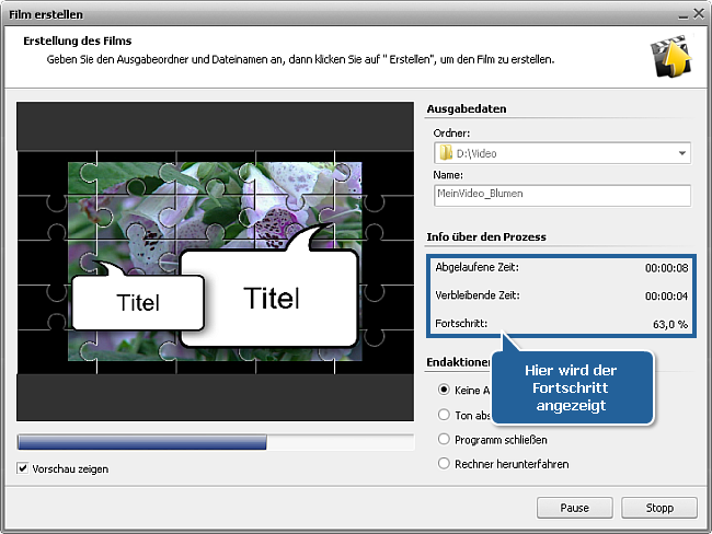 Wie speichert man das Projekt oder Video im AVS Video Editor? Schritt 3