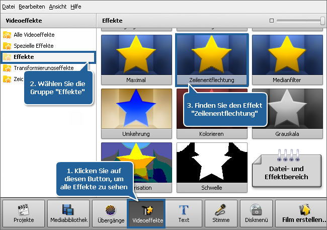 Wie entfernt man Artefakte des Zeilensprungverfahrens im Video mit dem AVS Video Editor? Schritt 1