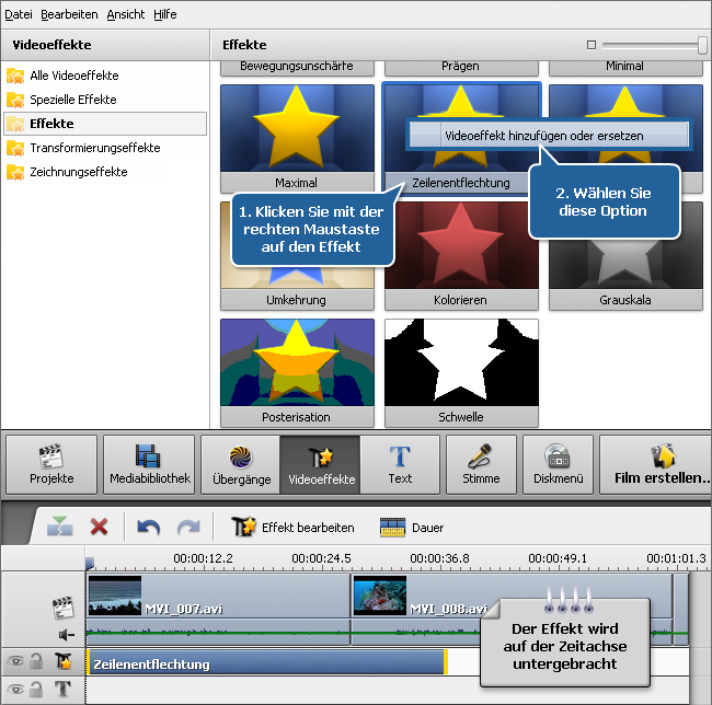 Wie entfernt man Artefakte des Zeilensprungverfahrens im Video mit dem AVS Video Editor? Schritt 1