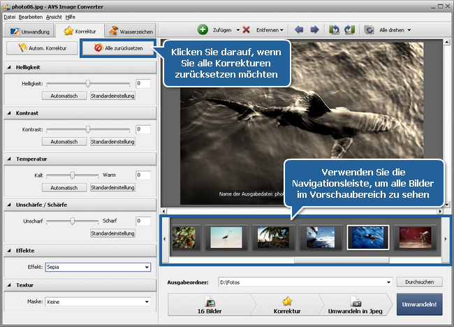 Wie kann man einen Effekt auf Bilder anwenden und sie in ein anderes Format umwandeln? Schritt 3
