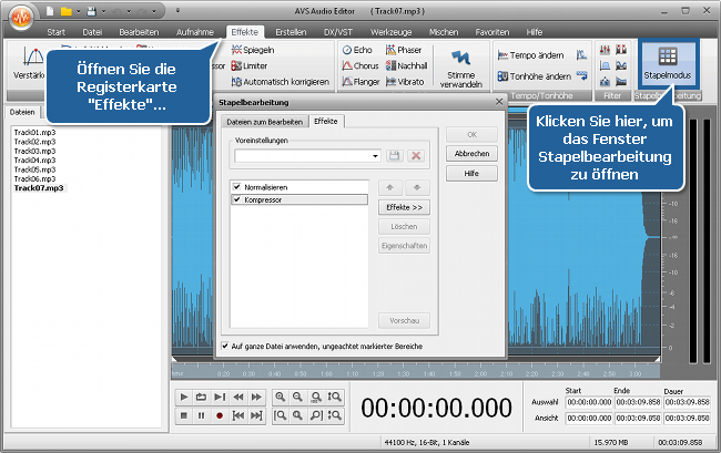 Wie normalisiert man das Tonniveau in mehreren Audiotracks? Schritt 3