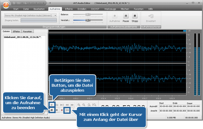 Wie nimmt man Musik mit dem AVS Audio Editor auf? Schritt 5