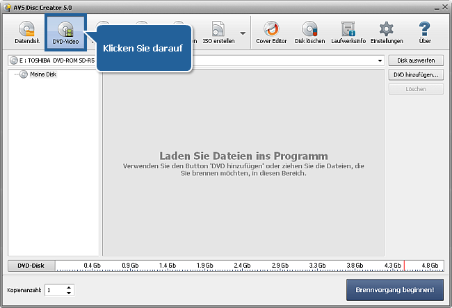 Wie beschreibt man Video-DVD-Ordner mit Heimvideos auf eine DVD? Schritt 2