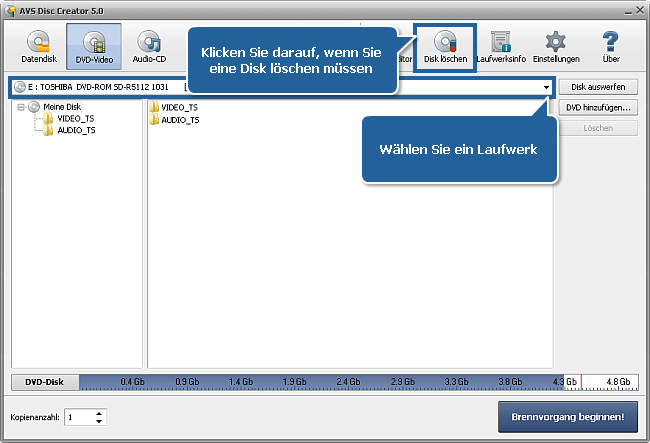 Wie beschreibt man Video-DVD-Ordner mit Heimvideos auf eine DVD? Schritt 4