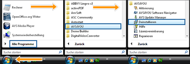 Wie installiert man die AVS4YOU-Programme neu? Schritt 1