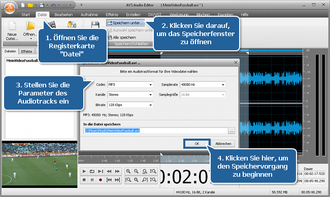 Wie filtert man den Vuvuzela-Lärm mit dem AVS Audio Editor? Schritt 5