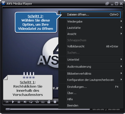 Wie spielt man Videodateien mit dem AVS Media Player ab? Schritt 2