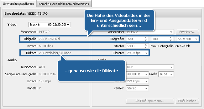 Wie konvertiert man PAL-Heimvideos ins NTSC-Farbsystem? Schritt 3