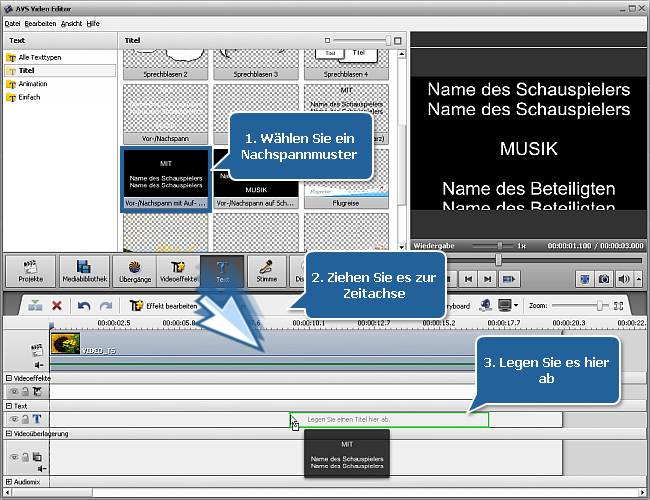 Wie kann man einen Nachspann zu Ihren Heimvideos hinzufügen? Schritt 1