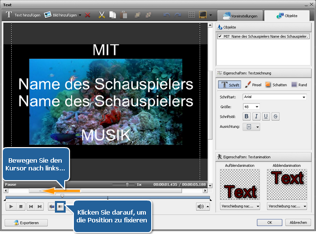 Wie kann man einen Nachspann Ihren Heimvideos hinzufügen? Schritt 4