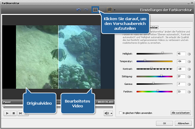 Wie korrigiert man Farbe in Ihrem Video mit dem AVS Video Editor? Schritt 2