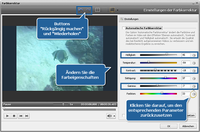 Wie verbessert man zu dunkles Video mit dem AVS Video Editor? Schritt 2