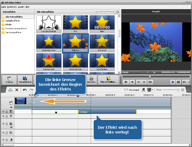 Wie wendet man Videoeffekte im AVS Video Editor an? Schritt 2