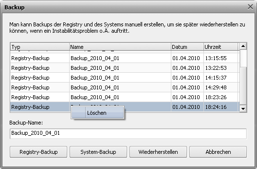 Wie kann man ein Backup von der Windows-Registry mit AVS Registry Cleaner erstellen und sie wiederherstellen? Schritt 4