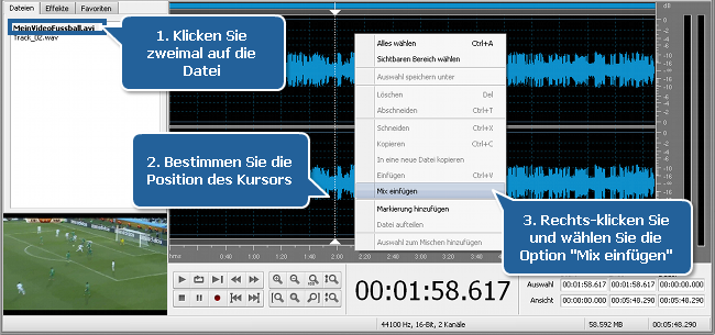 Wie bearbeitet man den Audiotrack Ihrer Heimvideodatei? Schritt 4