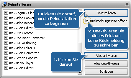 Wie installiert man die AVS4YOU-Programme neu? Schritt 1