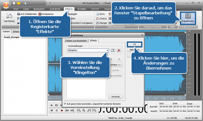 Wie erstellt man einen Klingelton mit dem AVS Audio Editor? Schritt 4