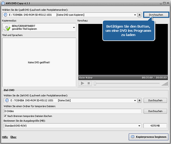 Wie kopiert man DVD auf DVD und komprimiert DVD9 in DVD5? Schritt 2