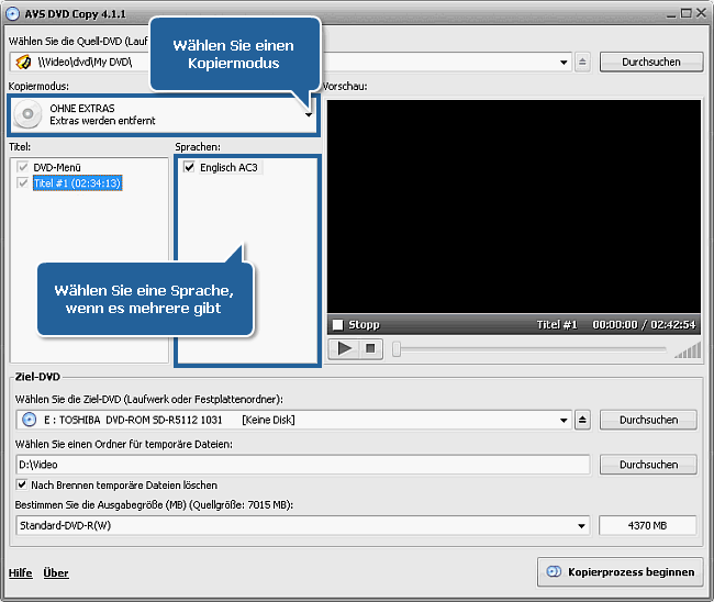 Wie kopiert man DVD auf DVD und komprimiert DVD9 in DVD5? Schritt 3