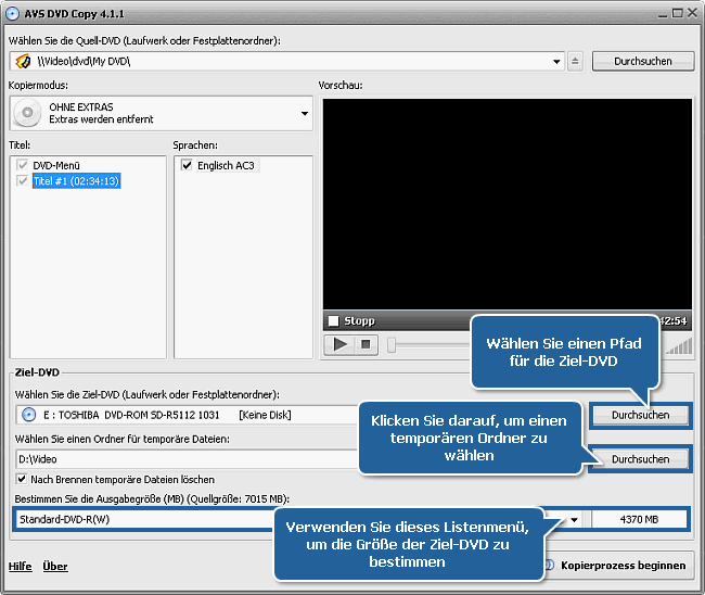 Wie kopiert man DVD auf DVD und komprimiert DVD9 in DVD5? Schritt 4