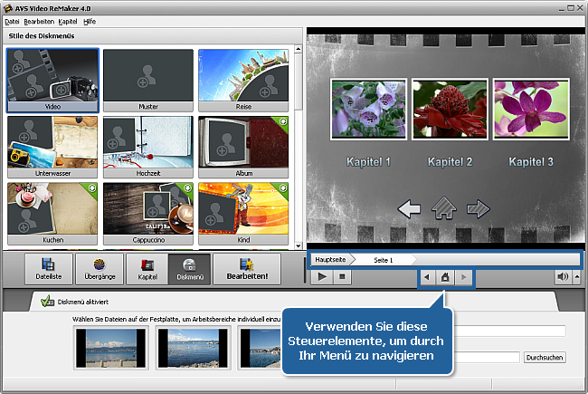 Wie erstellt man ein Diskmenü mit dem AVS Video ReMaker? Schritt 5