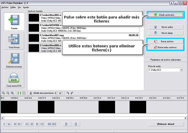 ¿Cómo unir varios ficheros de vídeo en uno? Paso 2