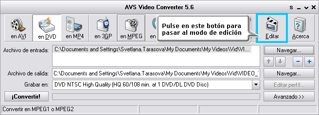 ¿Cómo convertir vídeo en formato DVD y crear un menú para la película resultante? Paso 4