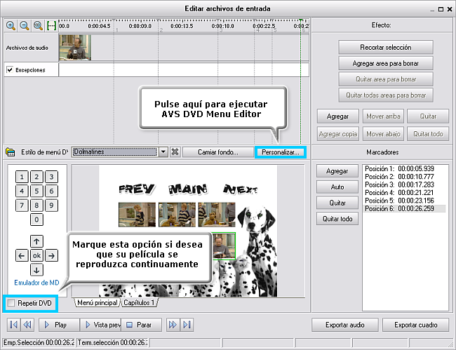 ¿Cómo convertir vídeo en formato DVD y crear un menú para la película resultante? Paso 4