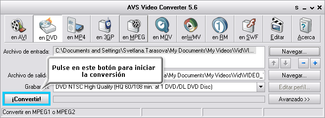 ¿Cómo convertir vídeo en formato DVD y crear un menú para la película resultante? Paso 5