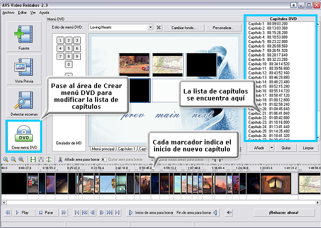 How to create a menu for your DVD using AVS Video ReMaker? Paso 3