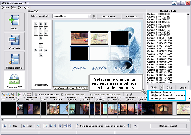 ¿Cómo crear un menú para su película DVD utilizando AVS Video ReMaker? Paso 3