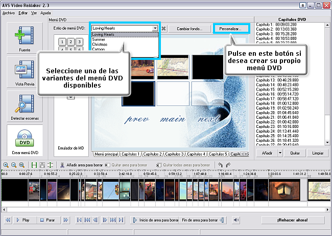 ¿Cómo crear un menú para su película DVD utilizando AVS Video ReMaker? Paso 4