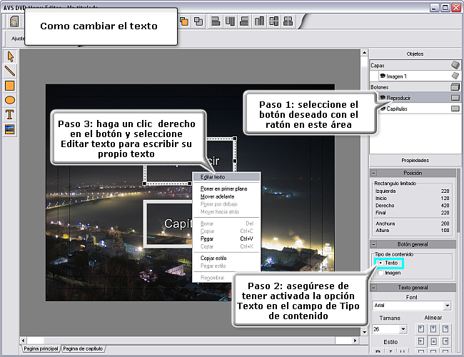 ¿Cómo crear un menú para su película DVD utilizando AVS Video ReMaker? Paso 3