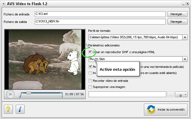 Como crear vídeo para una página web. Paso 3