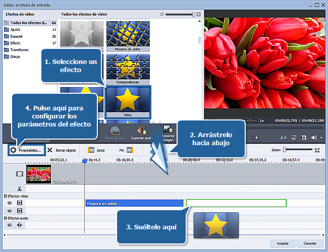 ¿Cómo aplicar un efecto a un archivo de vídeo y convertirlo a otro formato? Paso 4