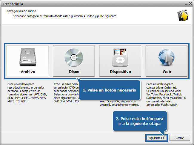 ¿Cómo guardar proyectos y películas en AVS Video Editor? Paso 2