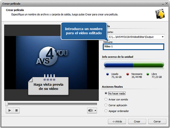 ¿Cómo guardar proyectos y películas en AVS Video Editor? Paso 2