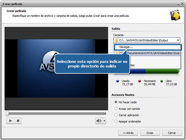 ¿Cómo guardar proyectos y películas en AVS Video Editor? Paso 2