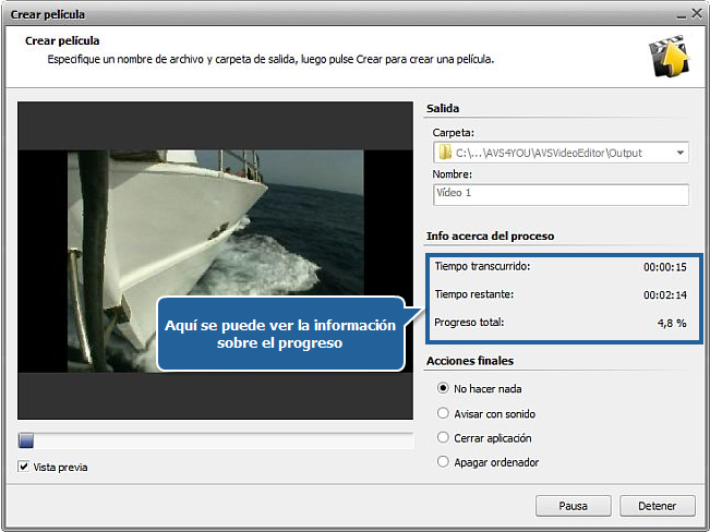 ¿Cómo guardar proyectos y películas en AVS Video Editor? Paso 3